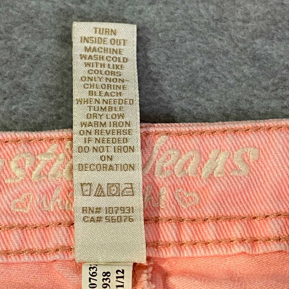 Justice Denim Shorts Girls Size 12.5 Pastel Peach Pink Summer Casual EUC - Picture 6 of 9